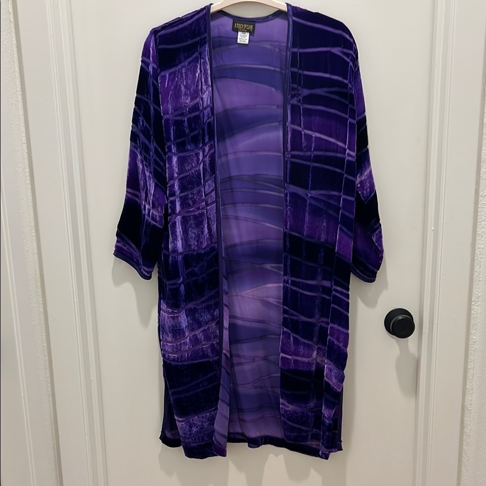 Purple Velvet Kimono Cardigan